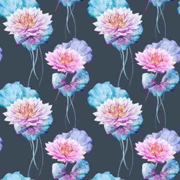 Lotus flowers pattern Stock Illustration