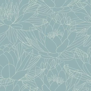 Lotus flowers in seamless pattern Stock Illustration