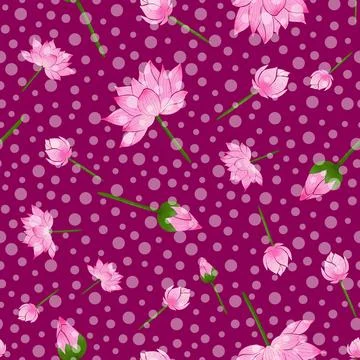 Lotus flowers vector repeat pattern design Stock Illustration