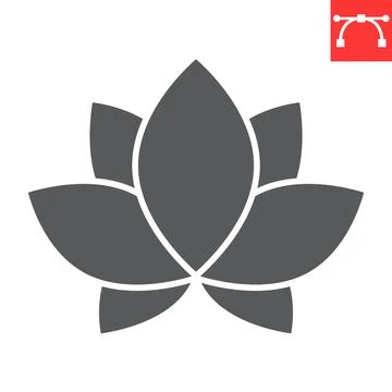 Lotus glyph icon Stock Illustration