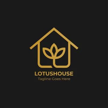 Lotus house logo design. Stock Illustration