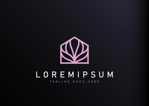 Lotus house logo design. Vector illustration of abstract lotus and home. Mode 스톡 일러스트
