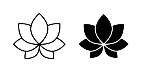 Lotus icon in black and white. vector icon pack for websites Stock Illustration
