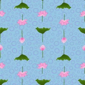 Lotus illustration seamless vector pattern design Stock Illustration
