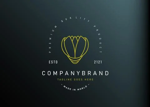 Lotus lamp logo design. Vector illustration of abstract lotus shaped lamp. Vi Иллюстрация