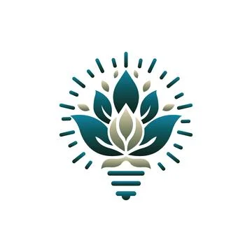 Lotus Lightbulb Logo Design Creative Wellness Icon Stock Illustration