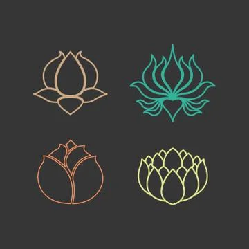 Lotus logo vector design icon set Stock Illustration