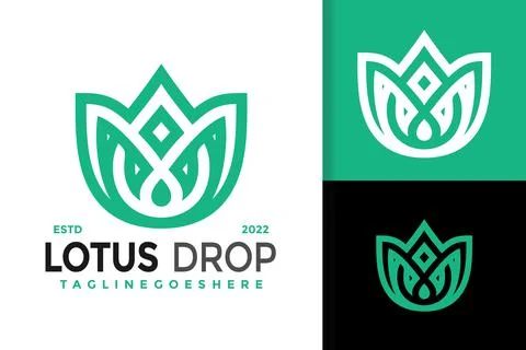 Lotus Nature Drop Essential Logo Design, brand identity logos vector, modern  스톡 일러스트