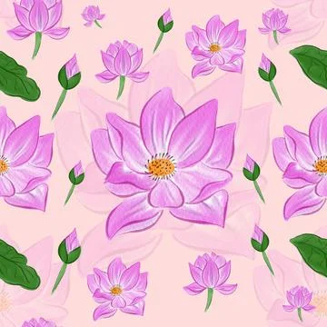 Lotus Pattern Background Vector Stock Illustration