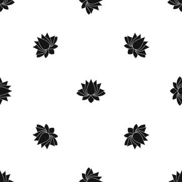 Lotus pattern seamless black 스톡 일러스트