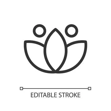 Lotus pixel perfect linear ui icon Illustration