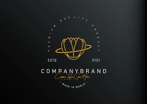 Lotus planet logo design. Vector illustration of lotus with planet ring monol Иллюстрация