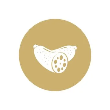 Lotus root icon vector. Illustration of lotus root isolated on brown circle Stock Illustration