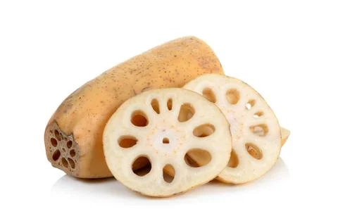 Lotus root isolated on the white background Stock Photos