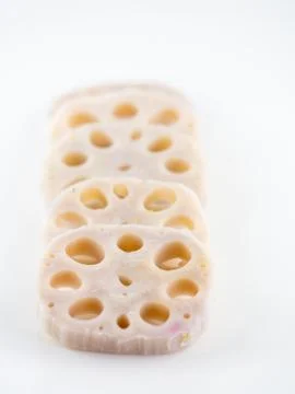 Lotus root isolated on white background Stock Photos