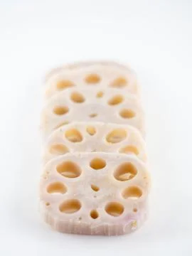Lotus root isolated on white background Stock Photos