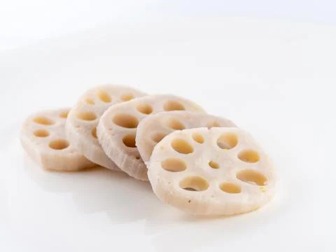 Lotus root isolated on white background Stock Photos