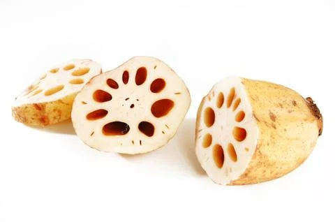 Lotus root on  white background Foto stock