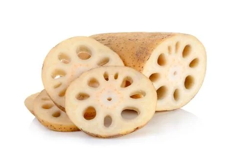 Lotus root on the white background Stock Photos