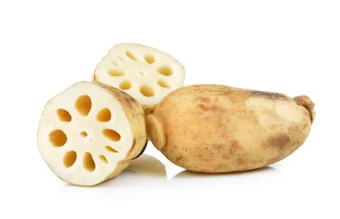 Lotus root on white background Stock-Fotos