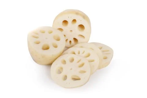 Lotus root on the white background Stock Photos