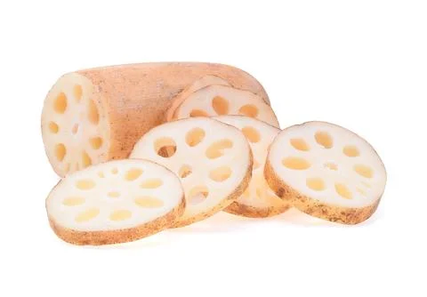 Lotus root on white background Stock Photos