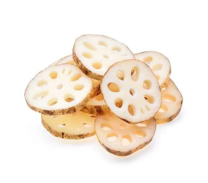 Lotus root on white background Foto stock