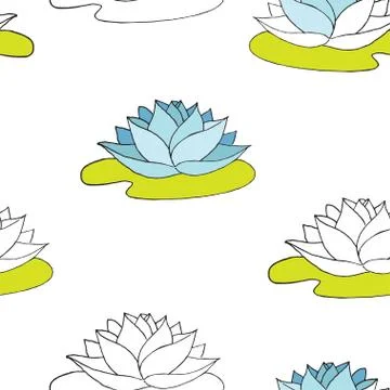 Lotus seamless pattern, vector lotus background, pattern with wa Stock Illustration