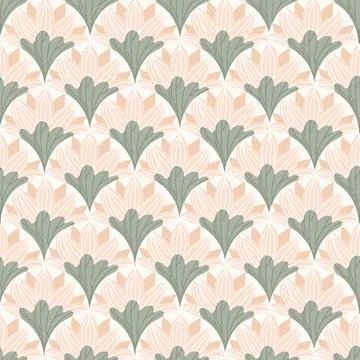 Lotus seamless vector pattern. Water lily and leaves on white background. Stock Illustration