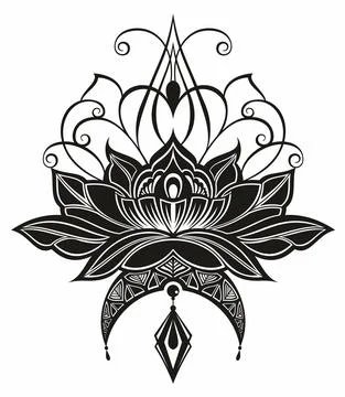 Lotus vector.  Design for yoga banner, Design symbols. Boho lotus Stock Illustration