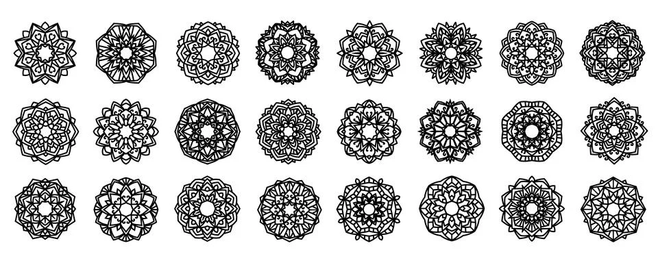 Lotus Vector Mandala Vector Template Set for Cutting and Printing. Stock Illustration