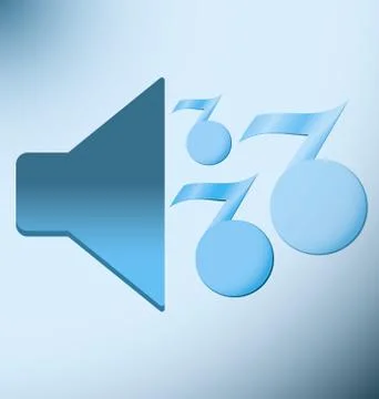 Loud blue speaker with musical notes Stock Illustration