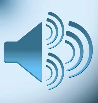 Loud blue speaker with three vibration Stock Illustration