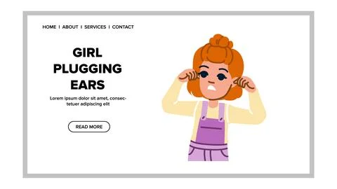 Loud girl plugging ears vector Stock Illustration