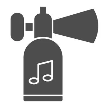 Loud horn solid icon. Cheering football or soccer fans open space airhorn symbol Stock Illustration