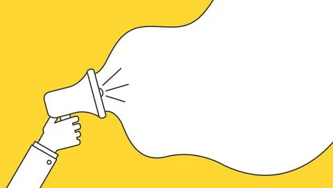 Loud megaphone message template with blank empty bubble speech announcement Stock Illustration