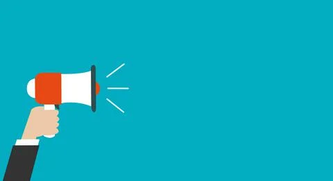 Loud megaphone message template with blank empty bubble speech Stock Illustration