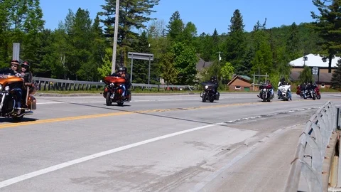 Loud motorcycles on road Stock Footage 110358877