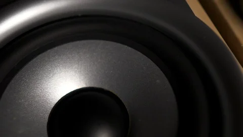 Loud Speaker in Action. Close up view Stock Footage 102281187