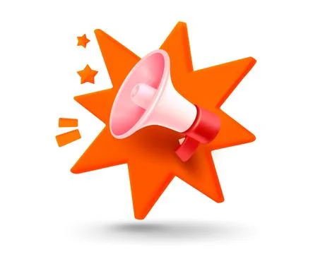 Loud speaker with explosion effect. 3d vector mobile application icon with .. 스톡 일러스트
