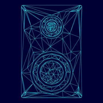 Loud speaker low poly triangulation triangulated polygonal electric cyan blue Ilustración de archivo