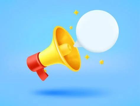 Loud speaker with speech cloud. Breaking news concept. 3d vector illustration Stock Illustration