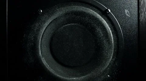 Loud speaker throws dust in the air. Super slow motion. Equalizer concept Stock Footage 60970906
