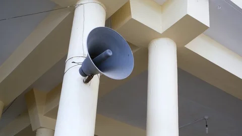 Loud speaker on a wall Stock Footage 70728866
