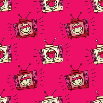 Loud television seamless pattern Stock Illustration