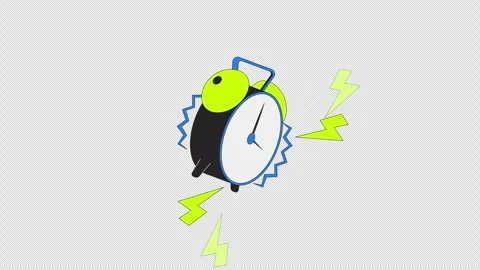 Loud vibrating alarm clock 2D cartoon object animation Stock Footage 321753702