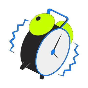 Loud vibrating alarm clock 2D cartoon object イラスト素材