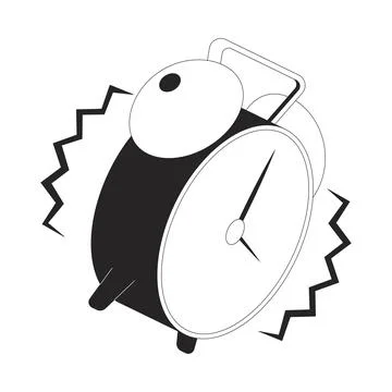 Loud vibrating alarm clock 2D line object イラスト素材