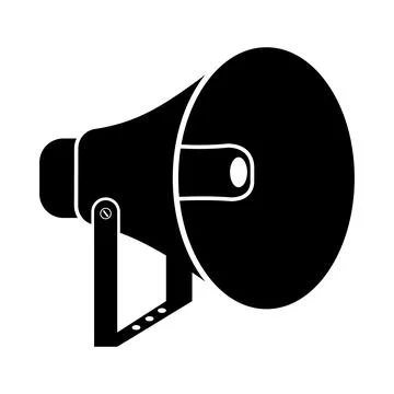 Loudspeaker, black stencil, vector illustration icon Stock Illustration