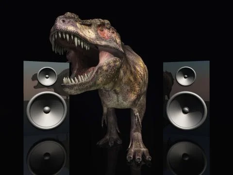 Loudspeaker boxes and Tyrannosaurus Rex Stock Illustration